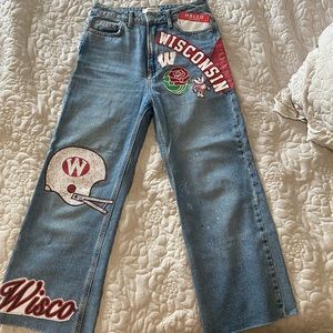 homemade wisconsin badger game day jeans